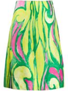 Marni Abstract Print Silk Skirt - Green