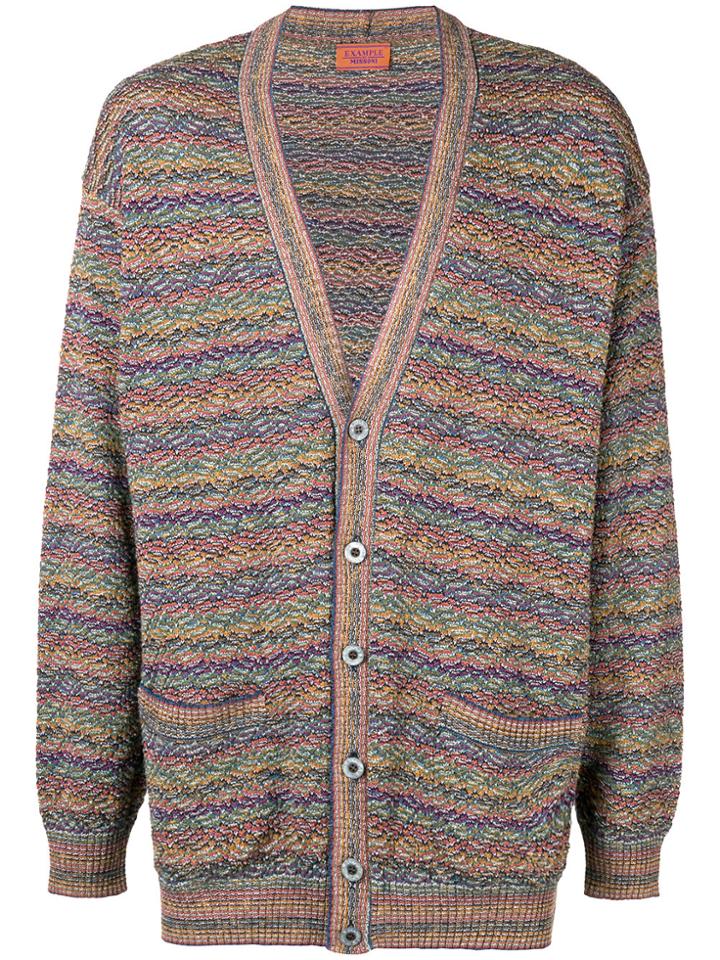 Missoni Vintage Patterned Stripe Knit Cardigan - Multicolour