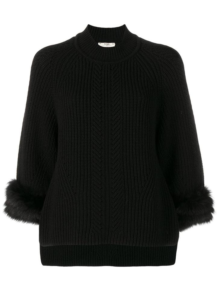 Fendi Fur Cuff Jumper - Black