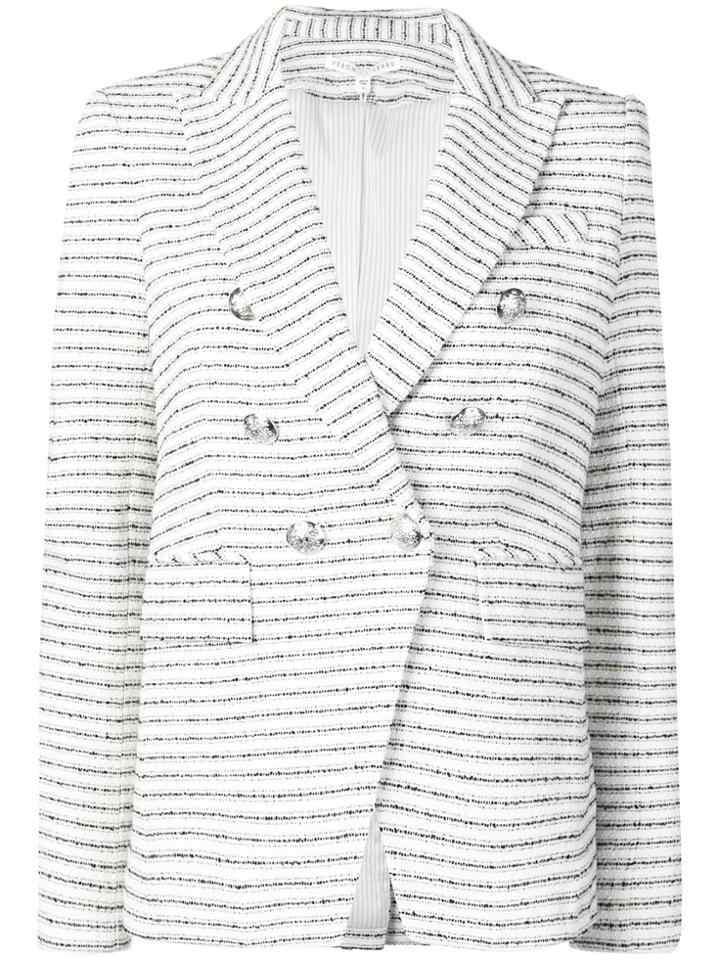 Veronica Beard Double Breasted Striped Blazer - White