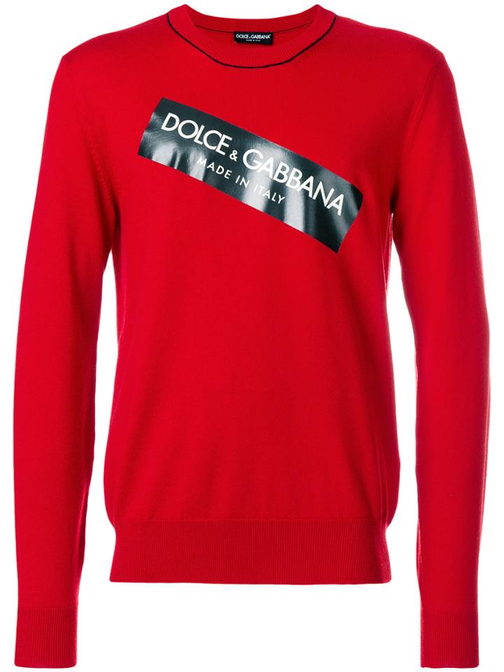 Dolce & Gabbana Logo Patch Sweater - Red