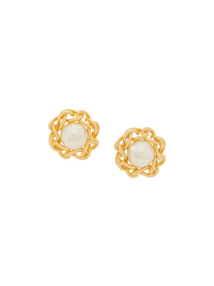 Givenchy Vintage 1980s Faux Pearl Earrings - Gold