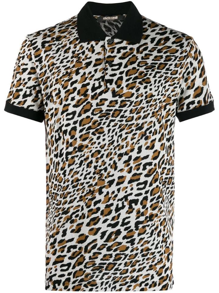 Roberto Cavalli Spiky Leopard Polo Shirt - Brown