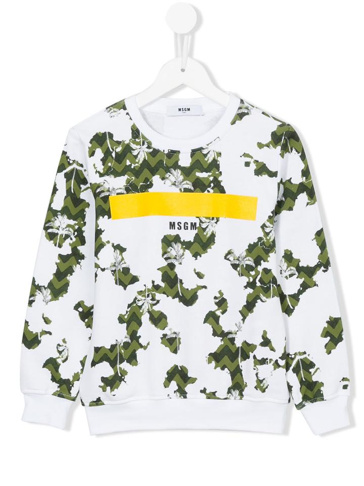 Msgm Kids Printed Sweatshirt, Boy's, Size: 10 Yrs, White