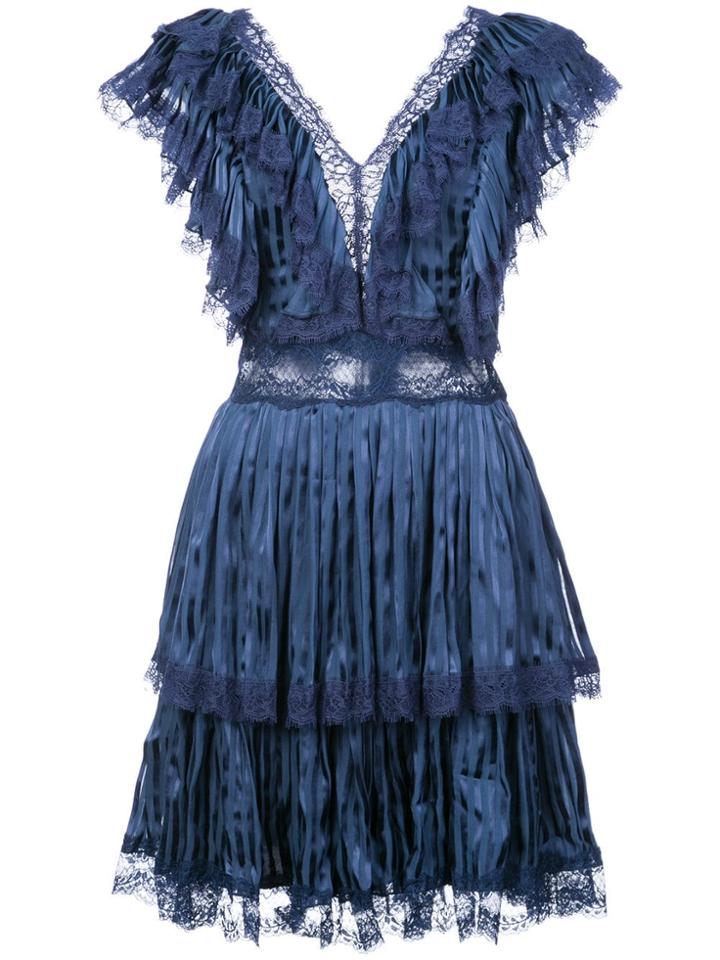 Alice+olivia Lanora Pleat Tiered Dress - Blue