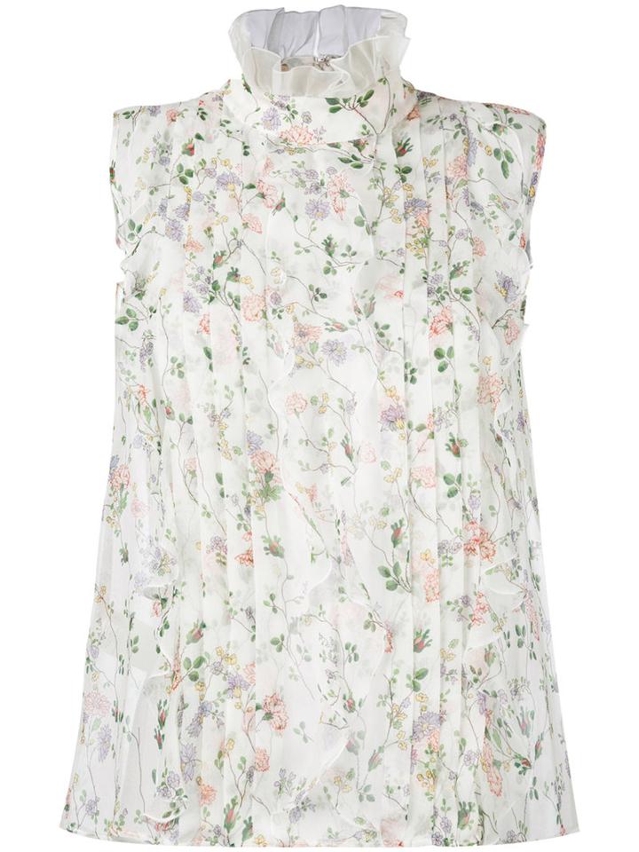 Giambattista Valli - Floral-print Ruffled Top - Women - Silk - 42, Silk