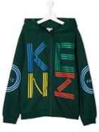 Kenzo Kids Teen Logo Zip-up Hoodie - Green
