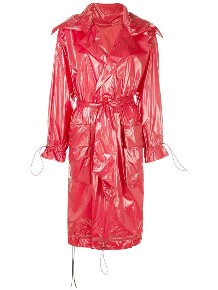 Unravel Project Shiny Oversized Trench Coat - Red