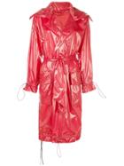 Unravel Project Shiny Oversized Trench Coat - Red
