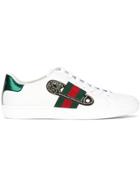 Gucci Gg Vintage Web Safety Pin Sneakers - White