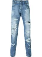 Dolce & Gabbana Ripped Jeans, Men's, Size: 44, Cotton/leather