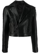 Philipp Plein Lace-up Biker Jacket - Black