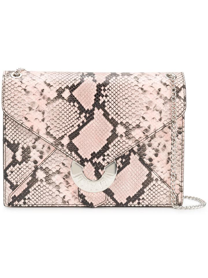 Just Cavalli Snake Effect Leather Bag - Pink & Purple