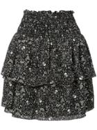 Saint Laurent Printed Ruffle Trim Mini Skirt - Black