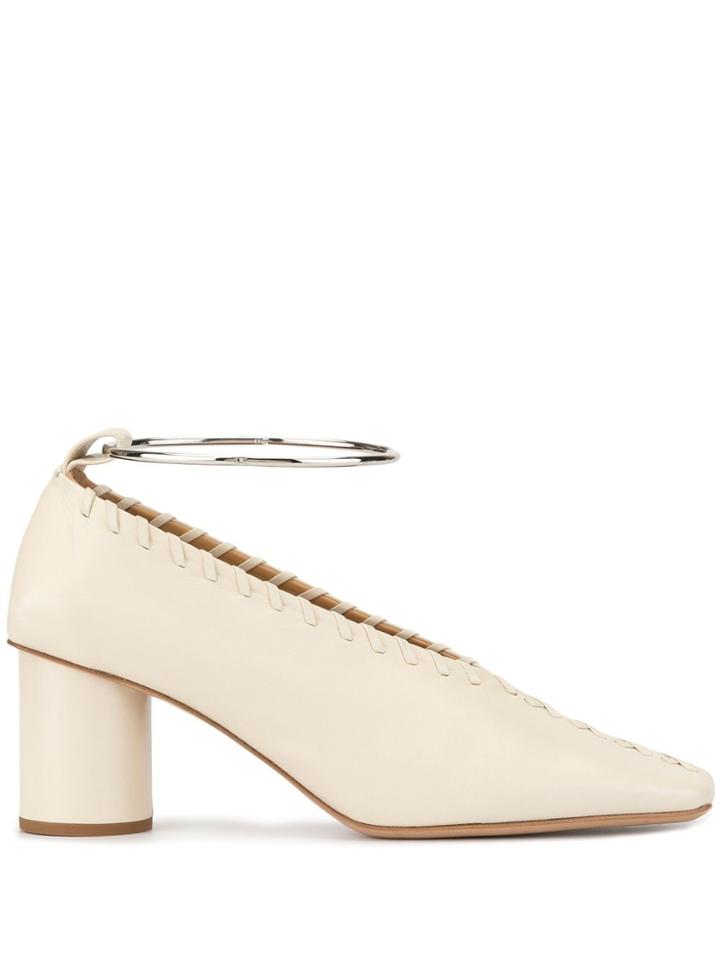 Jil Sander Whipstitch Block-heel Pumps - White