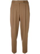 Alberto Biani Tailored Cropped Trousers, Women's, Size: 44, Brown, Spandex/elastane/wool