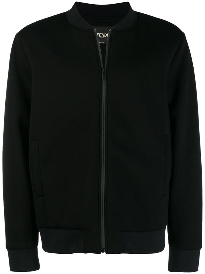 Fendi Logo Appliqué Bomber Jacket - Black