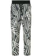 Ports V Palm Print Tapered Trousers - Black