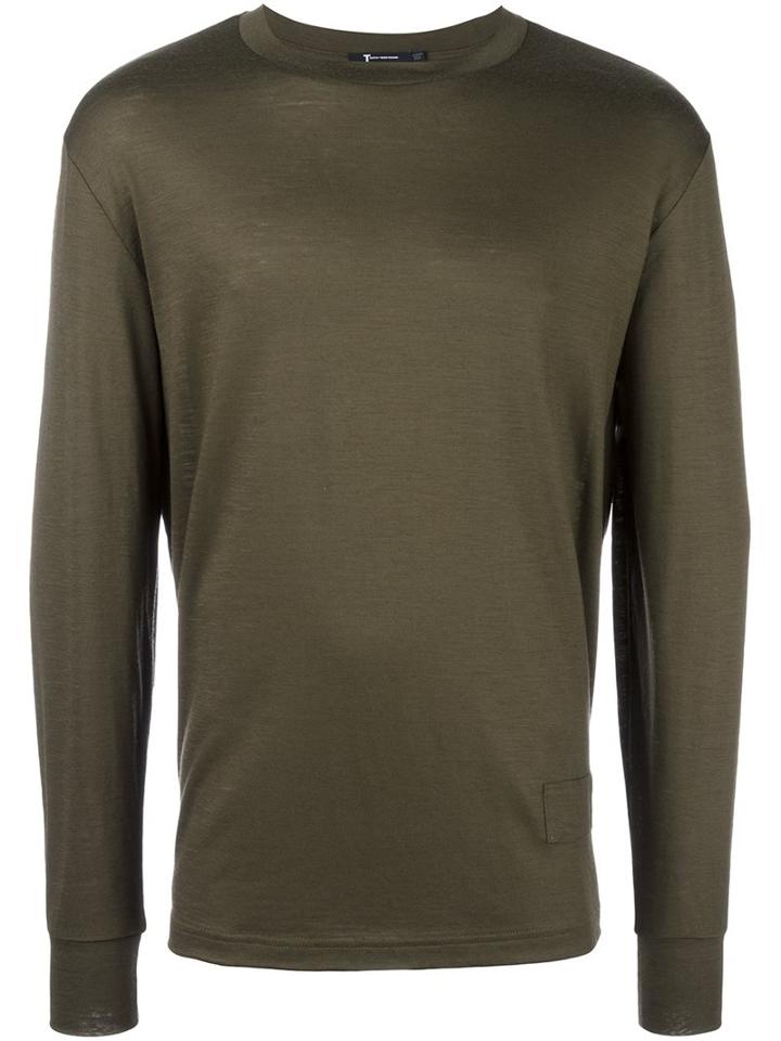 T By Alexander Wang Fine Knit T-shirt, Men's, Size: Small, Green, Wool
