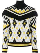 Msgm - Ruffle Argyle Jumper - Women - Acrylic/wool - L, White, Acrylic/wool