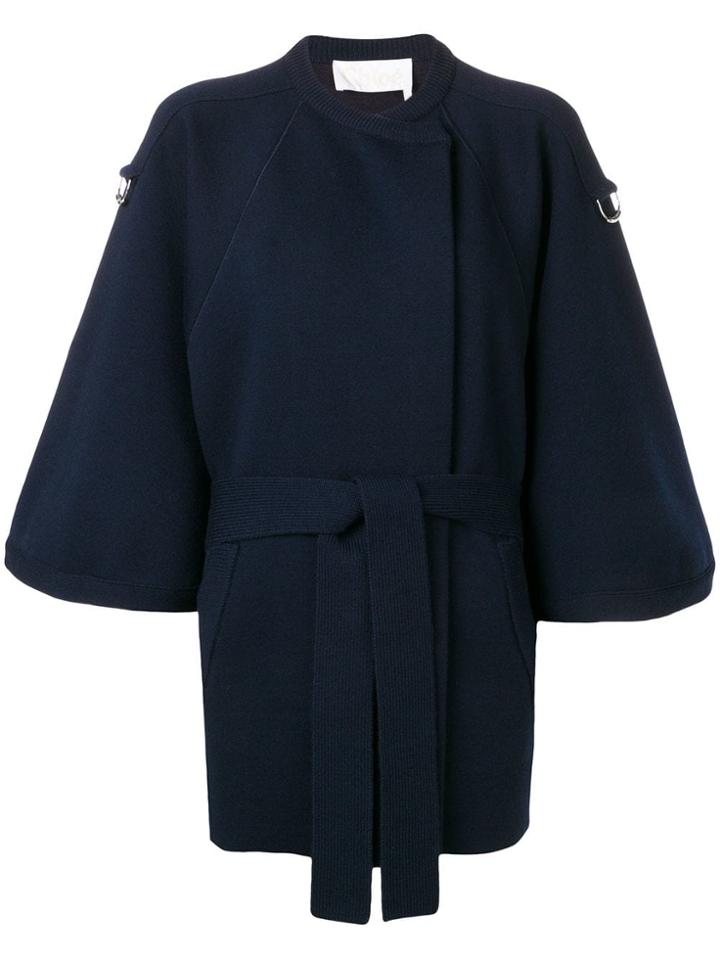 Chloé Cropped Sleeve Baroque Intarsia Coat - Blue