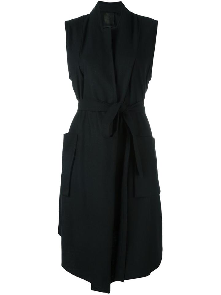 Lost & Found Ria Dunn Sleeveless Belted Coat, Women's, Size: Small, Black, Acrylic/polyamide/polyester/wool