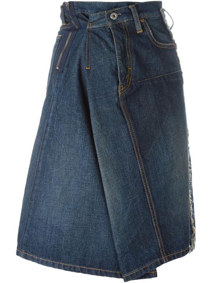 Junya Watanabe Comme Des Garçons Draped A-line Denim Skirt