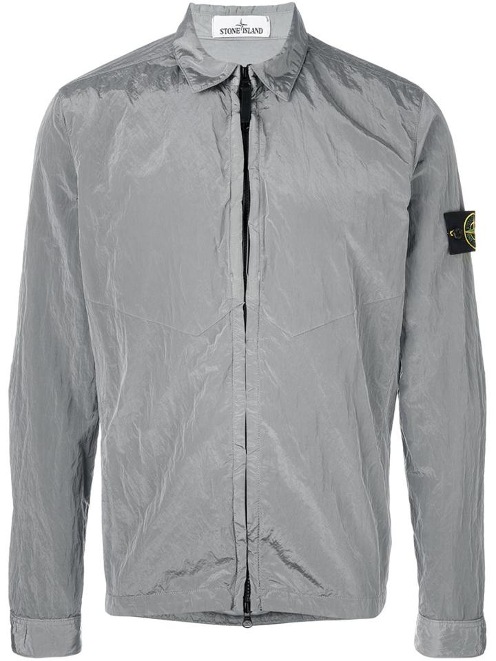 Stone Island Zipped Lightweighted Jacket, Men's, Size: Large, Grey, Polyamide/cotton