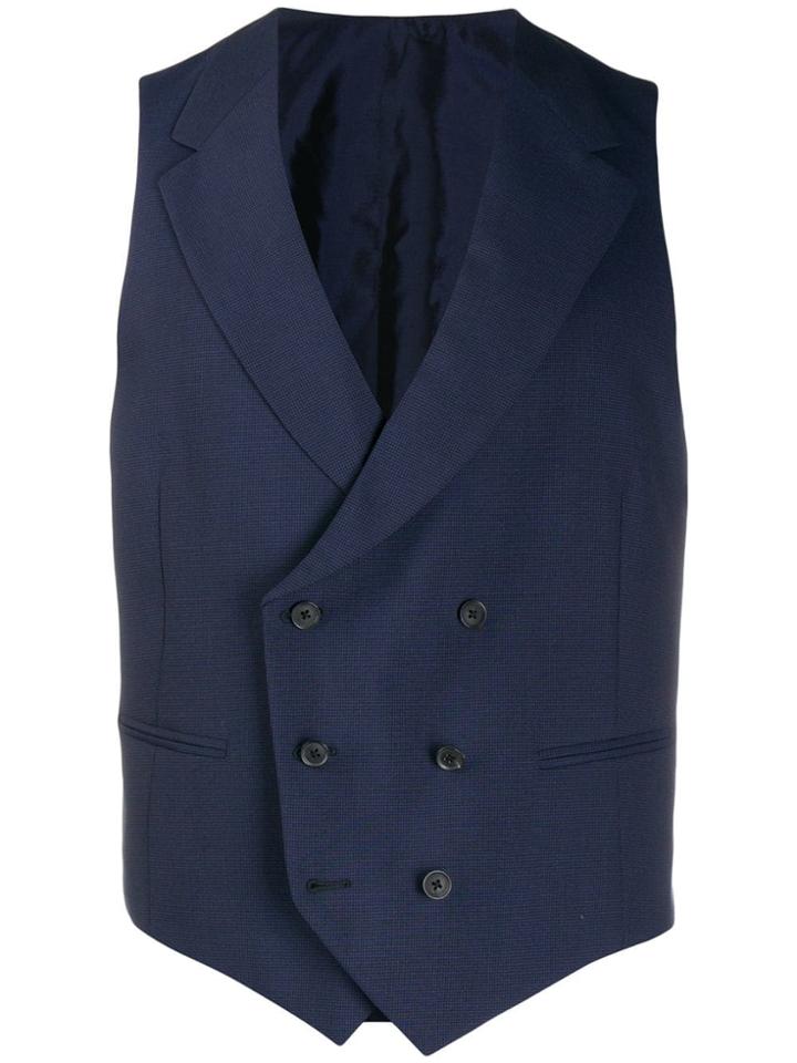 Caruso Double Breasted Waistcoat - Blue
