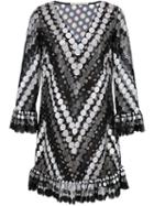 Marco De Vincenzo Embroidered Shift Dress, Women's, Size: 44, Black, Viscose/polyamide/polyester
