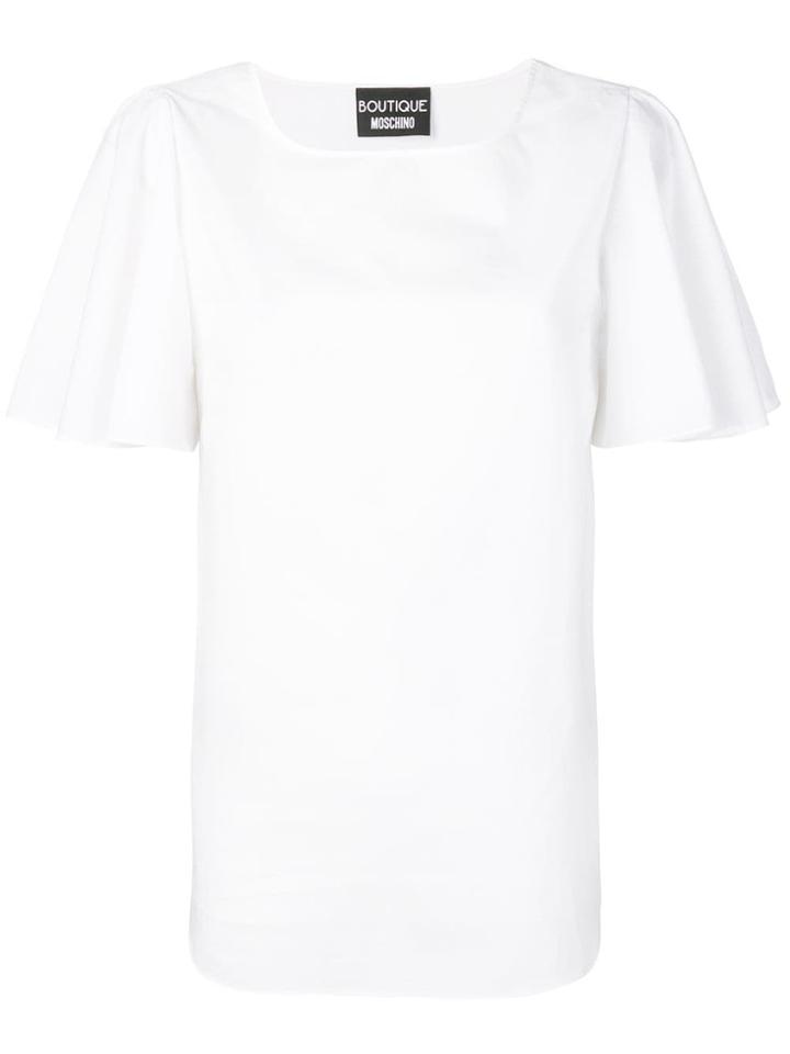 Boutique Moschino Ruffled Sleeve T-shirt - White