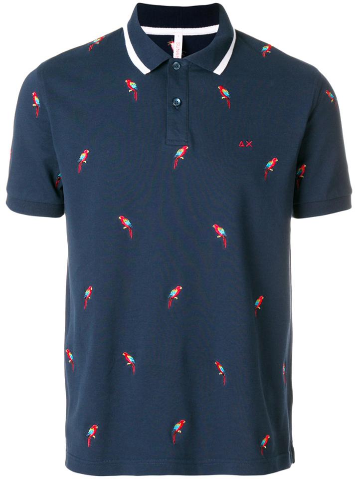 Sun 68 Parrot Embroidered Polo Shirt - Blue