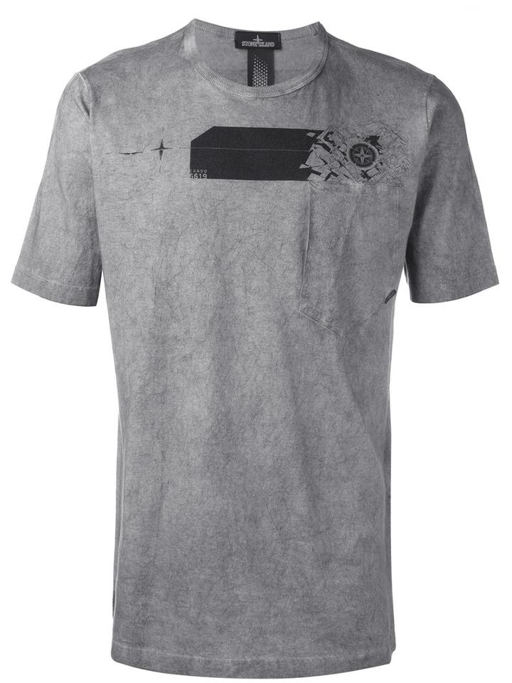 Stone Island Shadow Project Gear Print T-shirt, Men's, Size: Large, Grey, Cotton