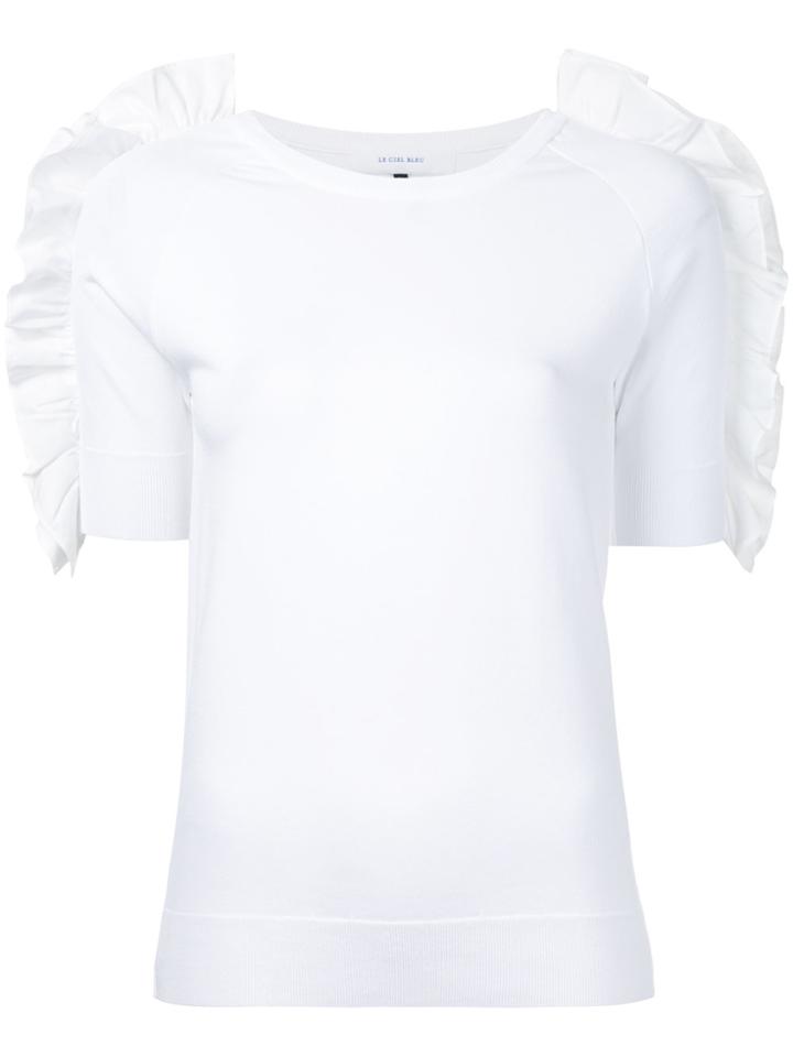 Le Ciel Bleu Frilled Trim Top - White