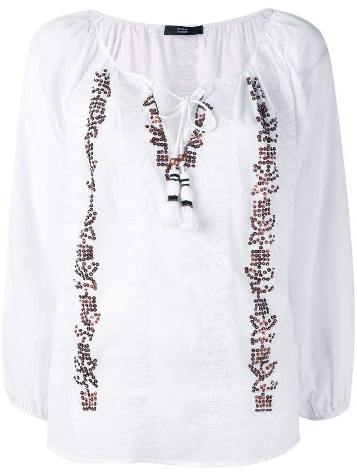 Steffen Schraut - Embroidered Sequin Blouse - Women - Cotton - 40, White, Cotton