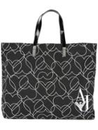 Armani Jeans Heart Pattern Tote, Women's, Black