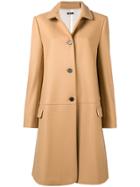 Jil Sander Navy Buttoned Midi Coat - Brown