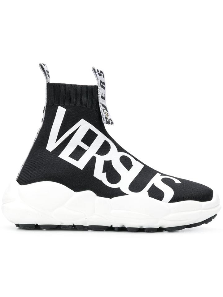 Versus Logo Printed Platform Sneakers - Black