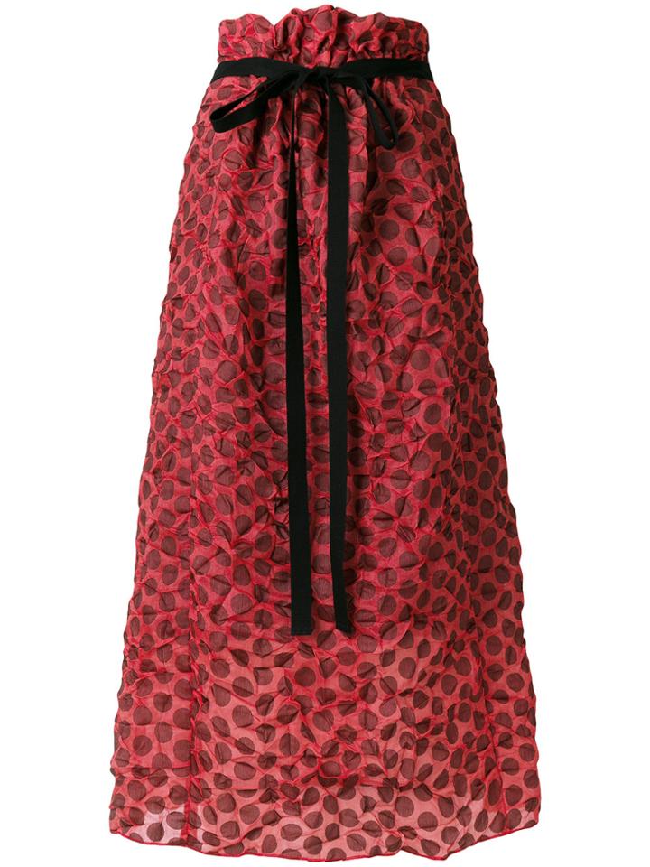 Hache Waist-tied Flared Midi Skirt