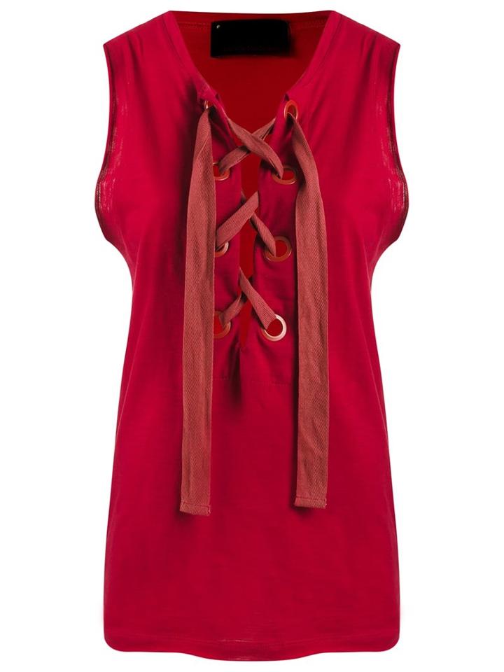 Andrea Bogosian Sleeveless Blouse, Women's, Size: Medium, Red, Cotton/polyester