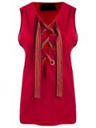 Andrea Bogosian Sleeveless Blouse, Women's, Size: Medium, Red, Cotton/polyester