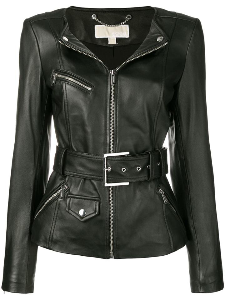 Michael Michael Kors Lambskin Biker Jacket - Black