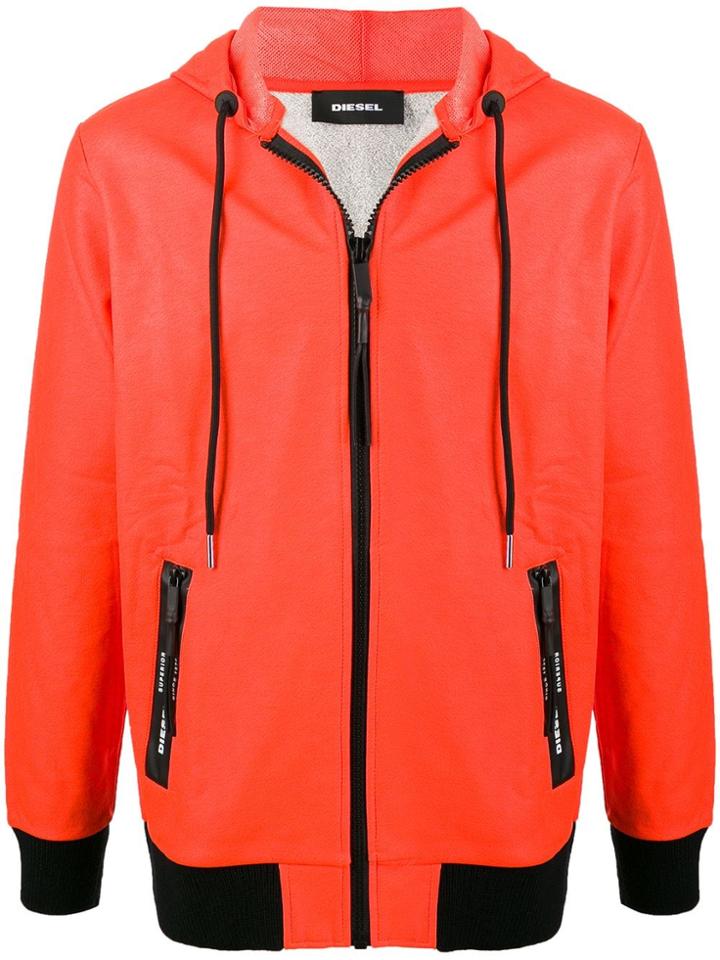 Diesel Zipped Hooded Jacket - Orange