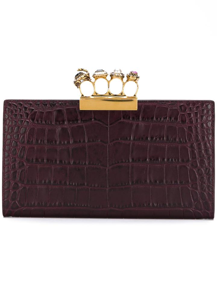 Alexander Mcqueen Jewelled Four-ring Clutch - Pink & Purple