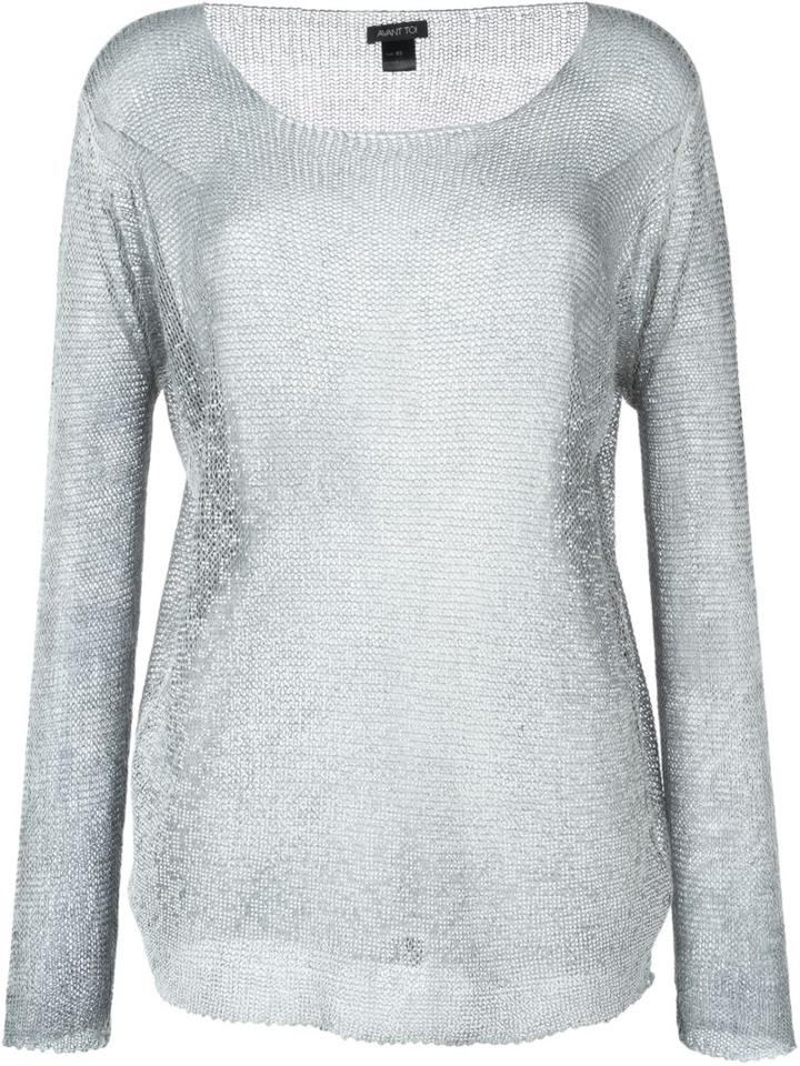 Avant Toi Embellished Sweater, Women's, Size: M, Grey, Linen/flax