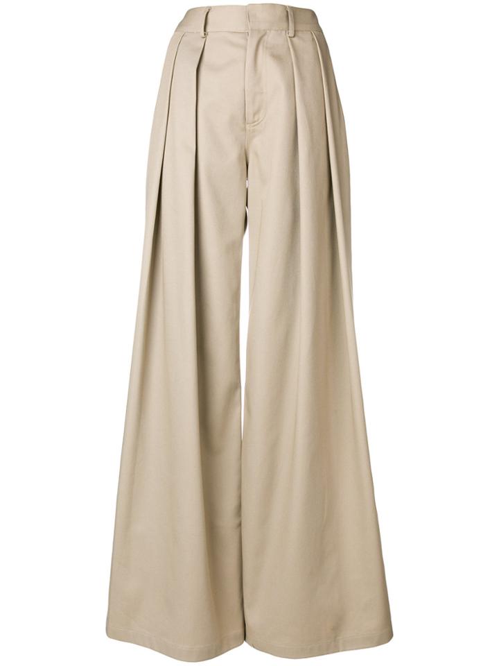 Matthew Adams Dolan Pleated Palazzo Trousers - Nude & Neutrals