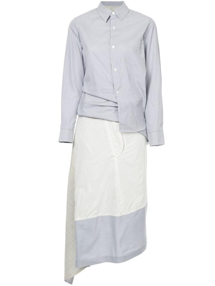 Comme Des Garçons Pre-owned Deconstructed Striped Shirt Dress - Blue