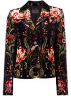 Roberto Cavalli Velvet Floral Blazer, Women's, Size: 50, Black, Silk/viscose