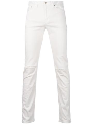 Wvm Knee Ripped Skinny Jeans, Men's, Size: 28, White, Cotton/polyurethane/buffalo Leather