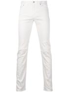 Wvm Knee Ripped Skinny Jeans, Men's, Size: 28, White, Cotton/polyurethane/buffalo Leather